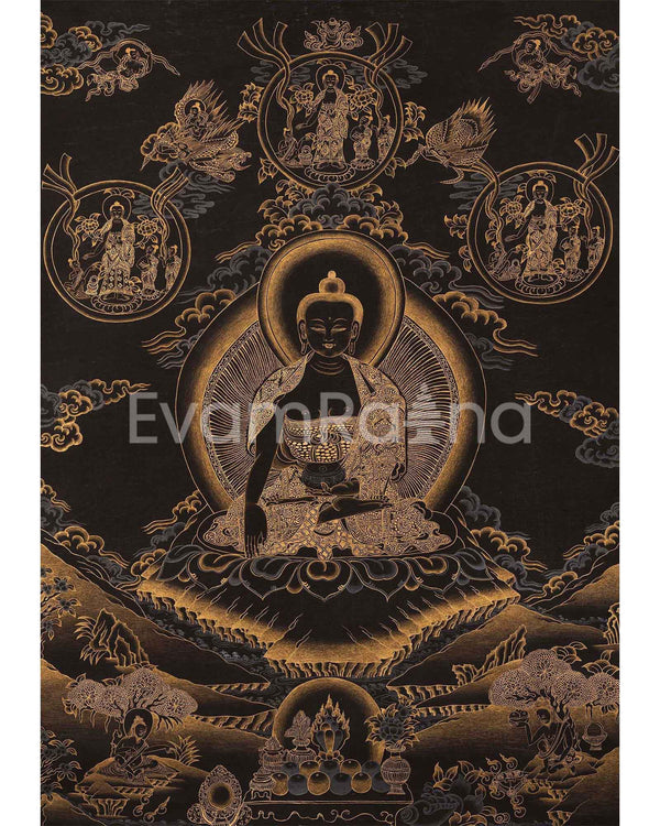 Shakyamuni Buddha Original Handmade Tibetan Thangka 