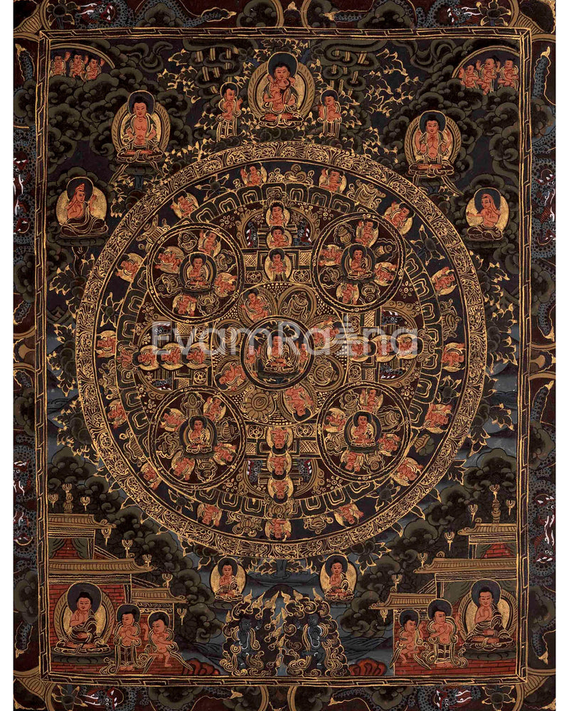 Oil Varnished Shakyamuni Buddha Mandala | Wall Decoration Painting