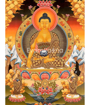 Shakyamuni Buddha Thangka | Original Tibetan Buddhist Religious Painting | Mindfulness Meditation Object of Focus For Our Wellbeing