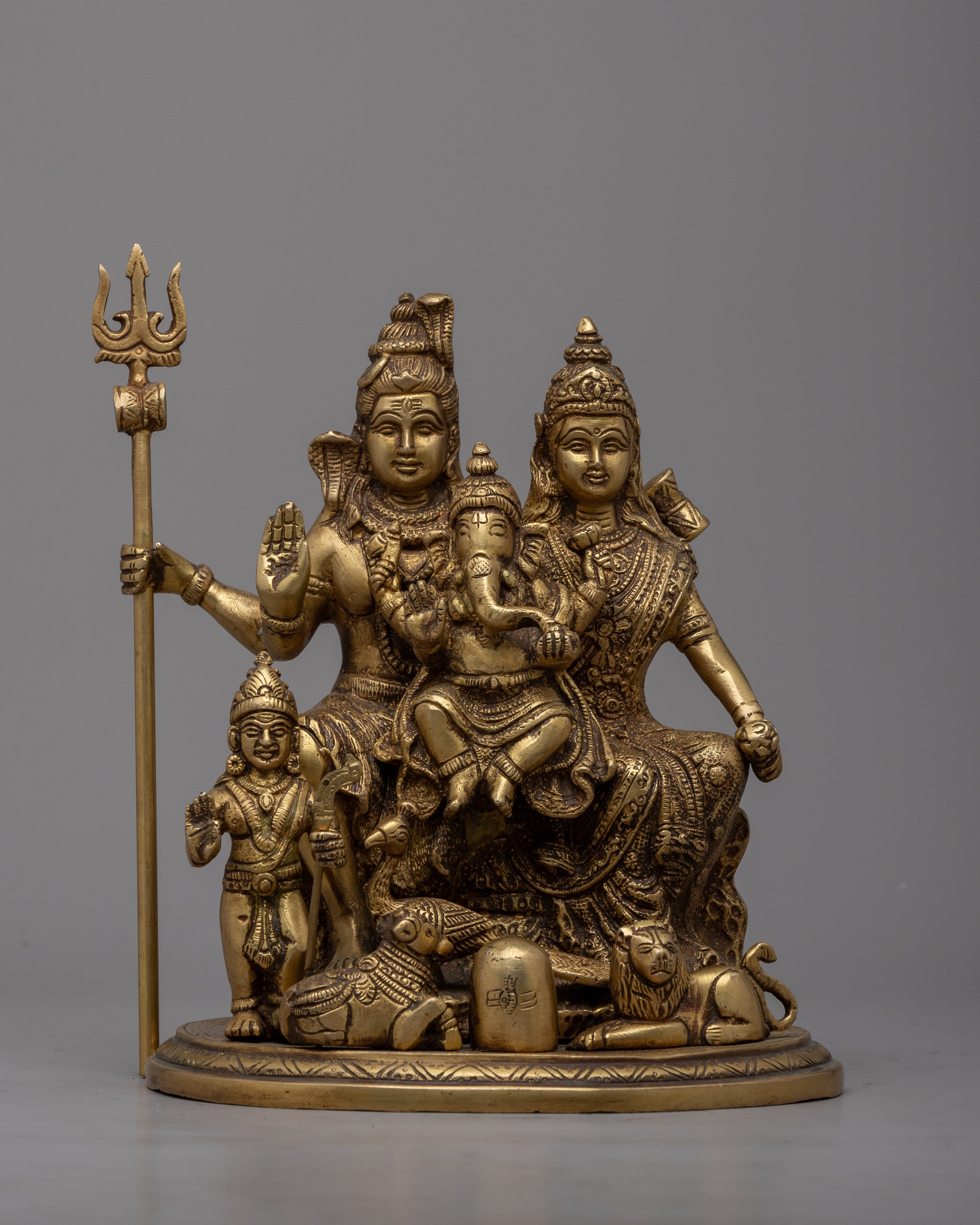 Brass Shiva Family Statue