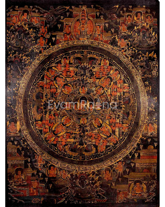 Oil Varnished Shakyamuni Buddha Mandala | Wall Decoration Painting