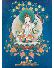 High-Quality Tibetan Goddess White Tara Print | Buddhist Deity of Healing and Longevity