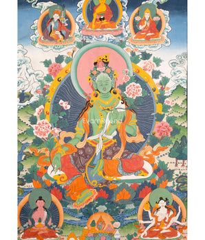 Original Green Tara in Brocade | The Compassionate Goddess of Healing and Protection