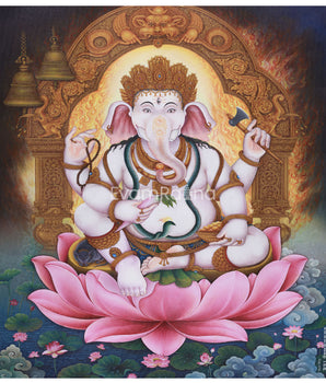 Radiant Lord Ganesh | Blessings of Success and Protection | Paubha Artwork