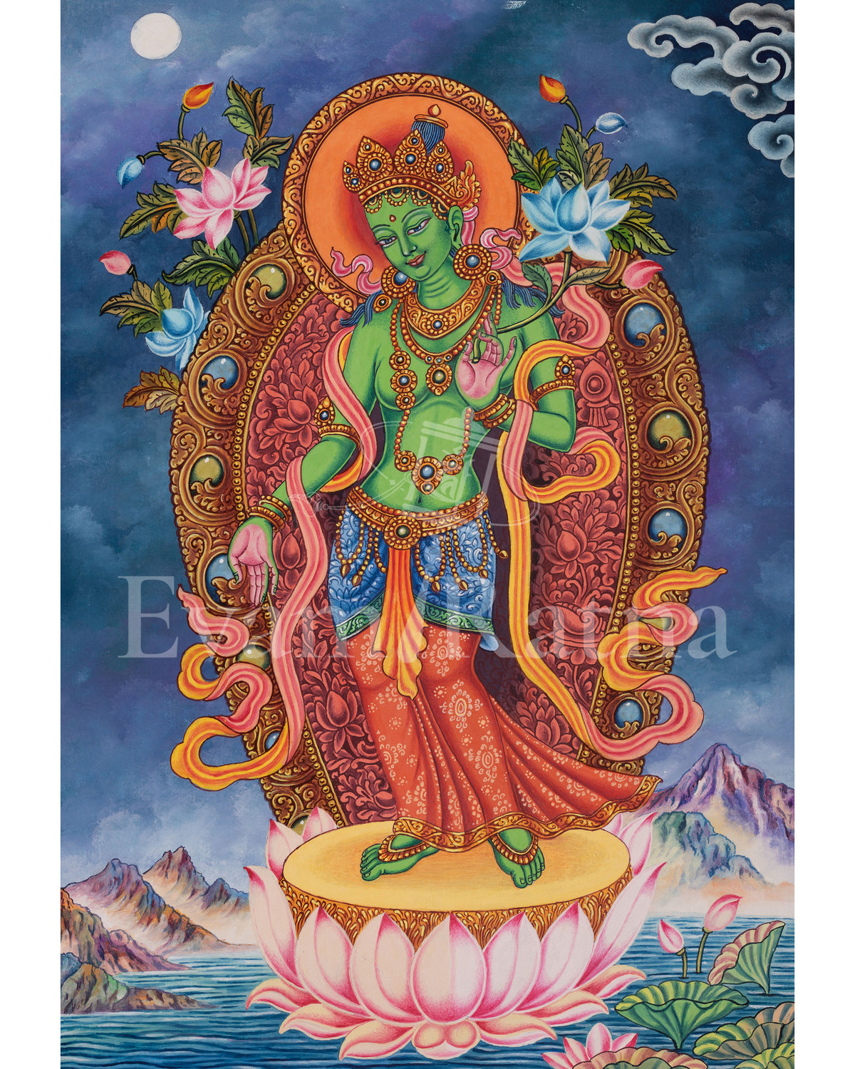Standing Green Tara Compassionate Thangka