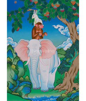 Original Hand-Painted 4 Harmonious Animals | Tibetan Art of Unity & Balance