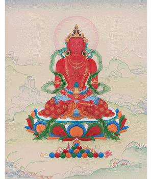 Hand-Painted Buddha Amitayus Thangka | Symbol of Long Life and Enlightened Grace