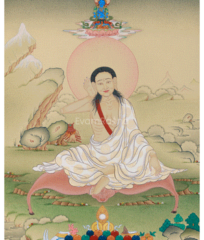 Milarepa with Vajradhara Thangka | Meditation Master and Buddha of Ultimate Wisdom