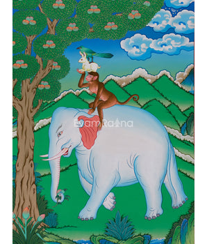 Thangka of Four Harmonious Friends | Depicting Unity, Cooperation, and Mutual Respect