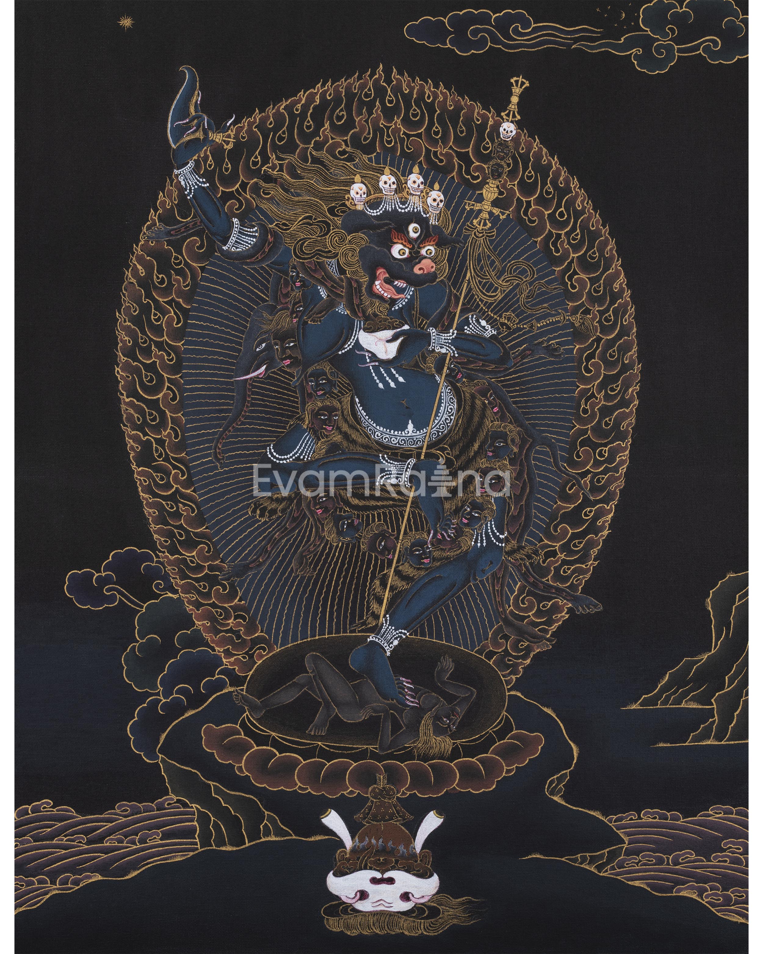 Singha Mukha Thangka Art | Guardian Of Wisdom And Protection | Wall Decors