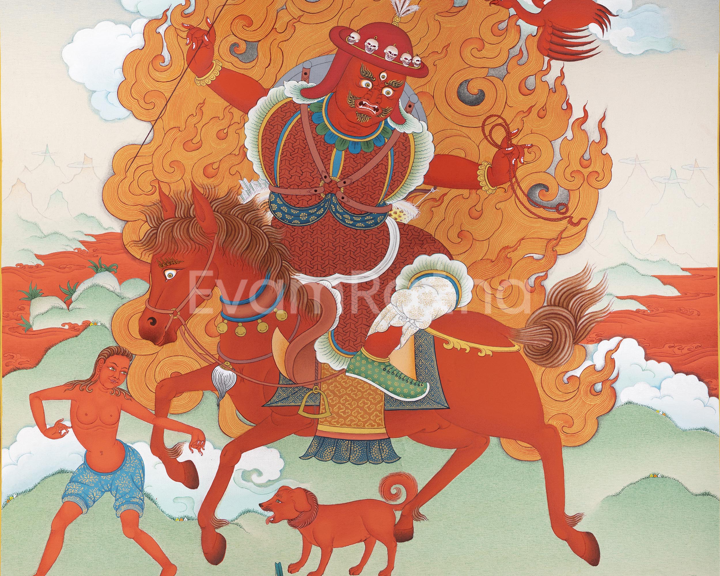 Sonrig Chegha Thangka Print | The Divine Guardian of the Faith | Spiritual Wall Decoration