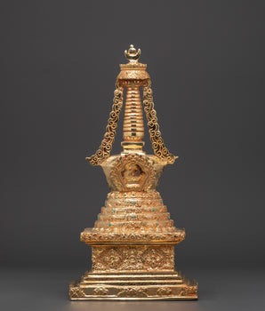 Gold-plated stupa ritual artifact