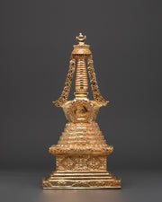 Gold-plated stupa ritual artifact