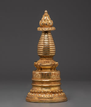 Handcrafted Gold Copper-Plated Brass Stupa