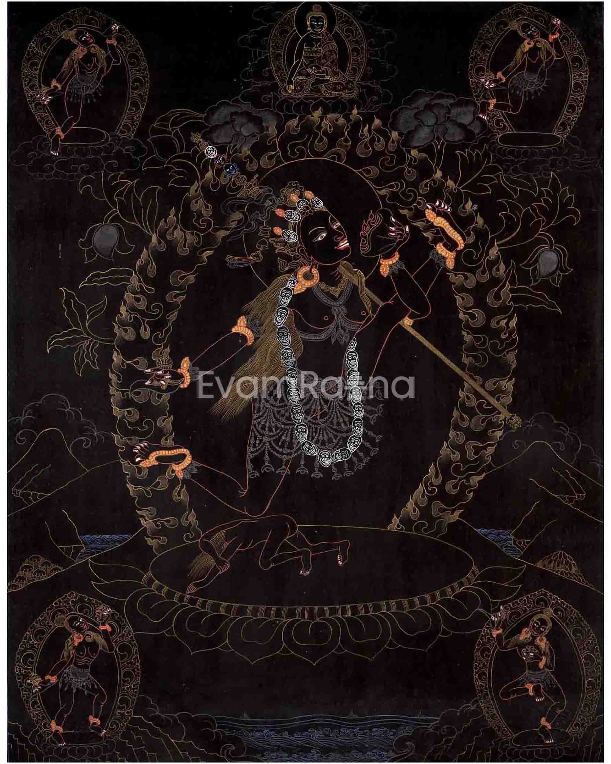 Vajrayogini in Black Themed Digital Prints 