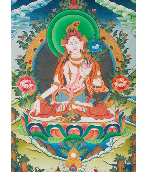 White Tara Thangka Painting
