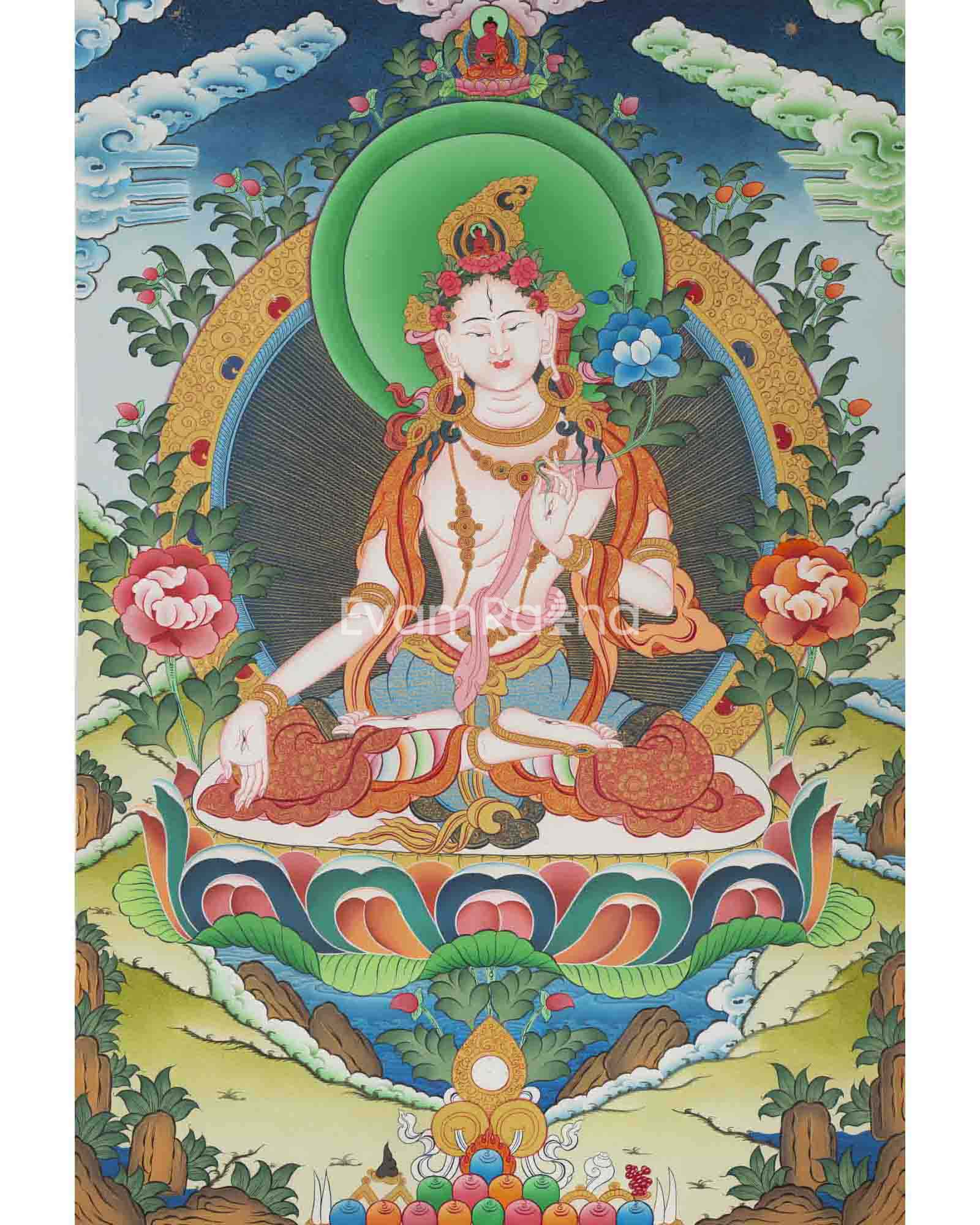 White Tara Thangka Painting