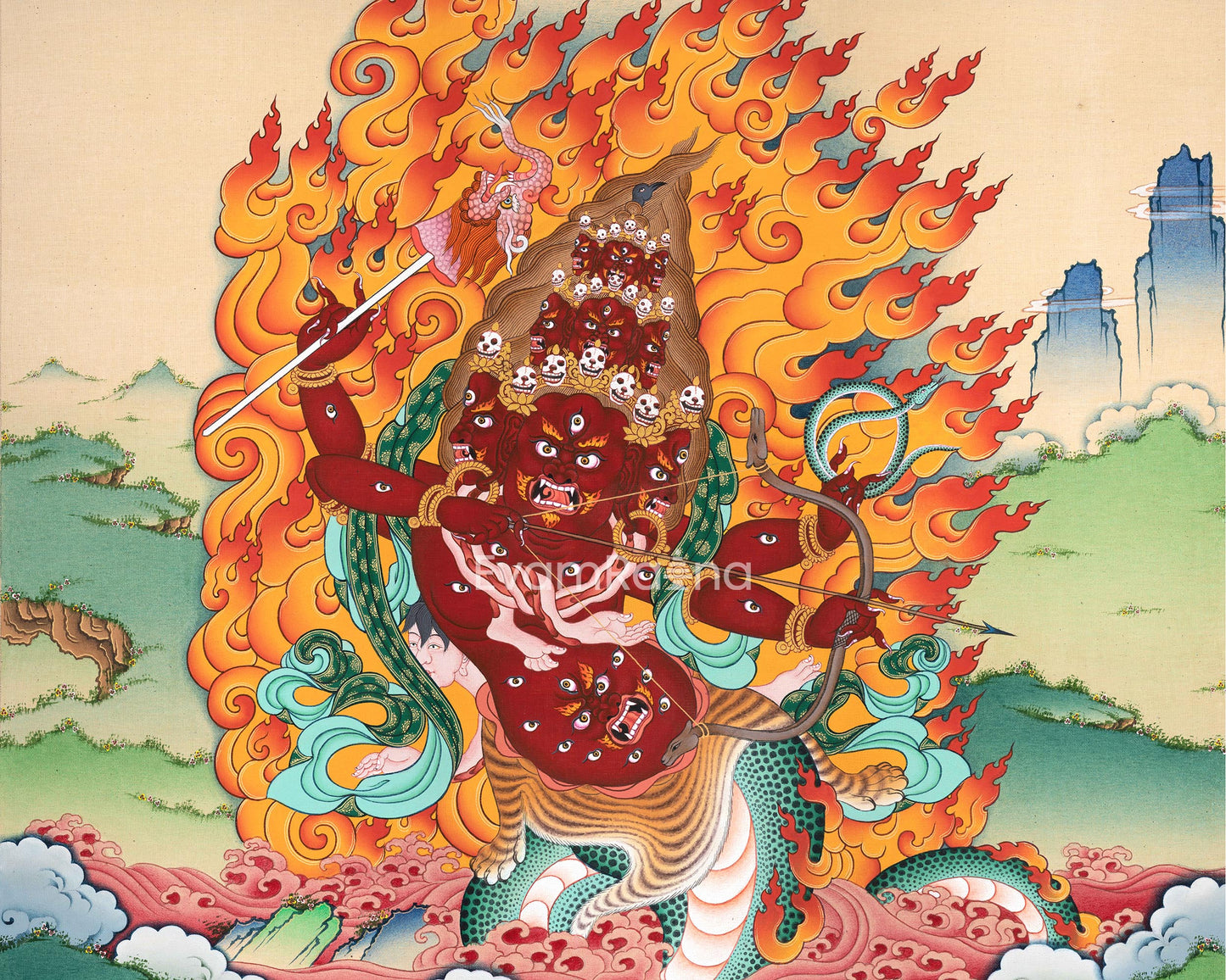 Rahula Thangka Print | Inspires Devotion and Spiritual Growth | Buddhist Wall Decors