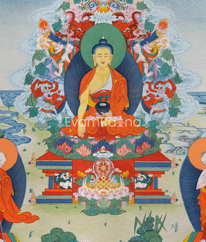 Shakyamuni Buddha Thangka Print | The Awakened One | Thangka Print for Inner Peace
