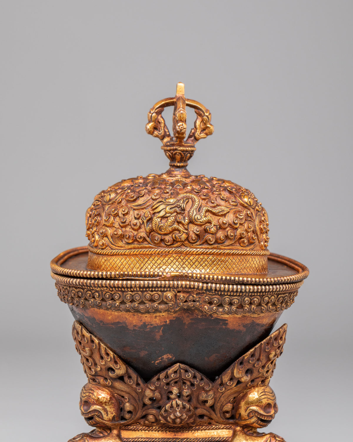 Traditional Tibetan Kapala Set for Altar | Ritual Offering Vessel