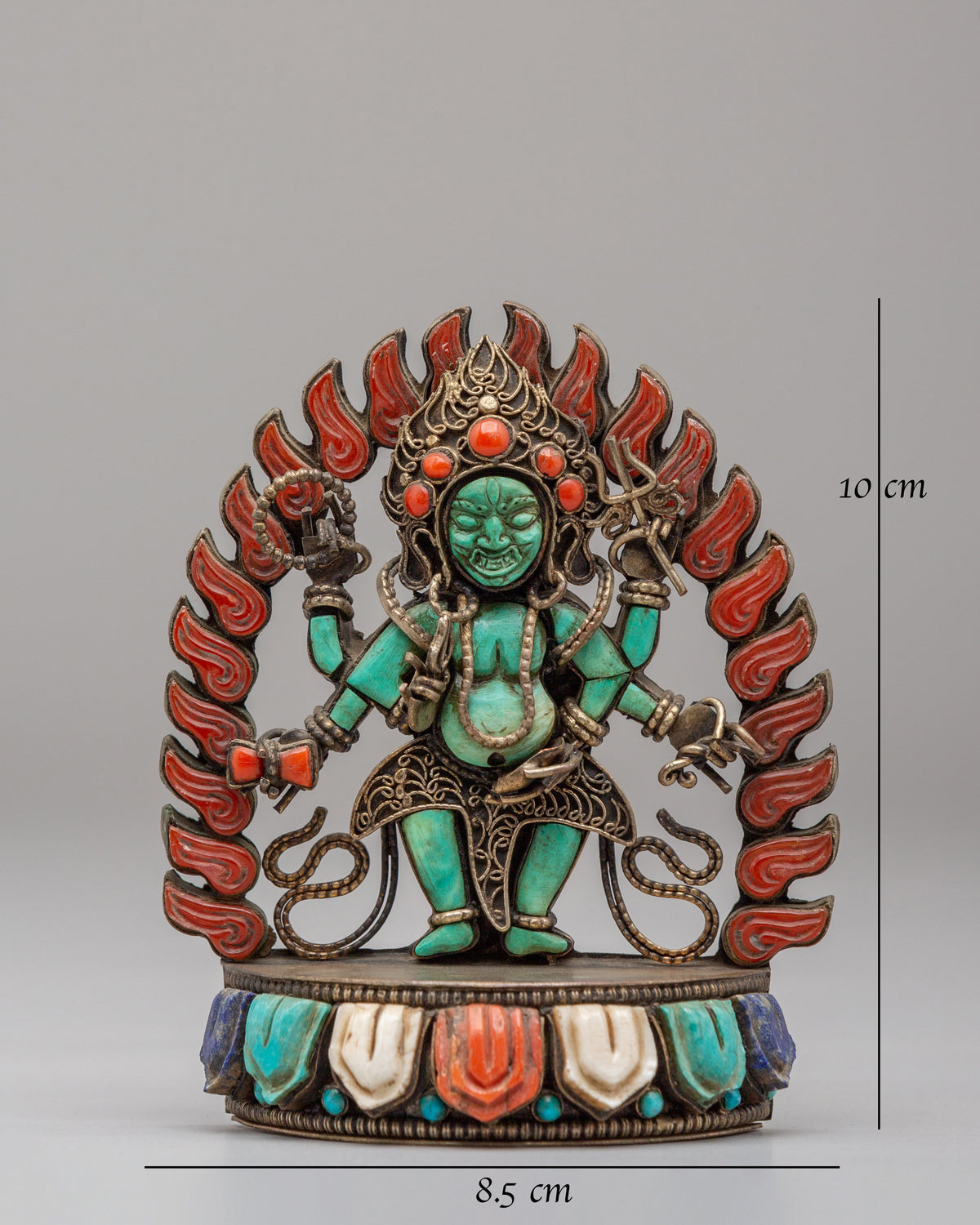 Buddhist Altar Six-Armed Mahakala Statue | Tibetan Protector Deity Sculpture