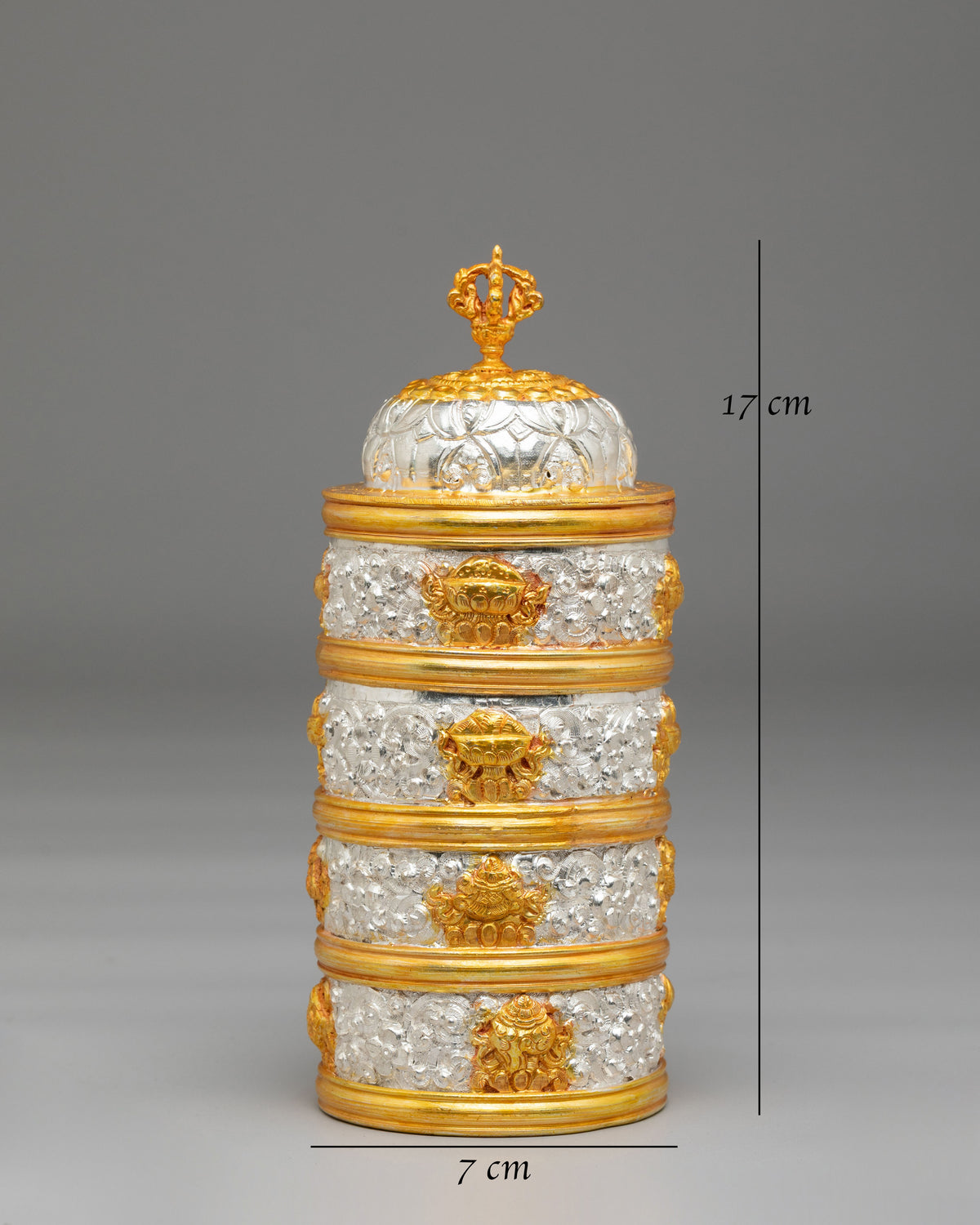 Traditional Altar Dhupur Rice Pot | Gold and Silver Plated Offering Vessel
