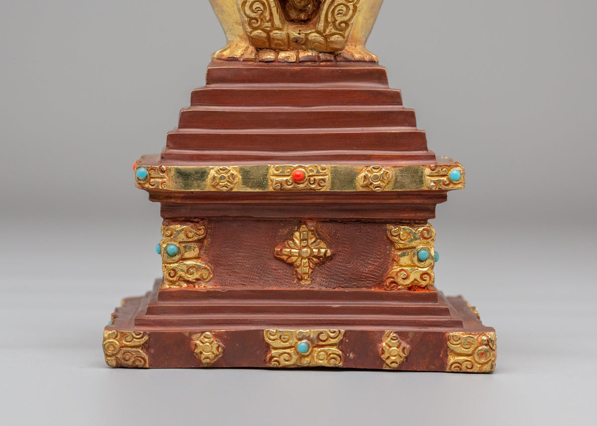 Tibetan Shrine Enlightenment Stupa | 24K Half Gold Plated Copper