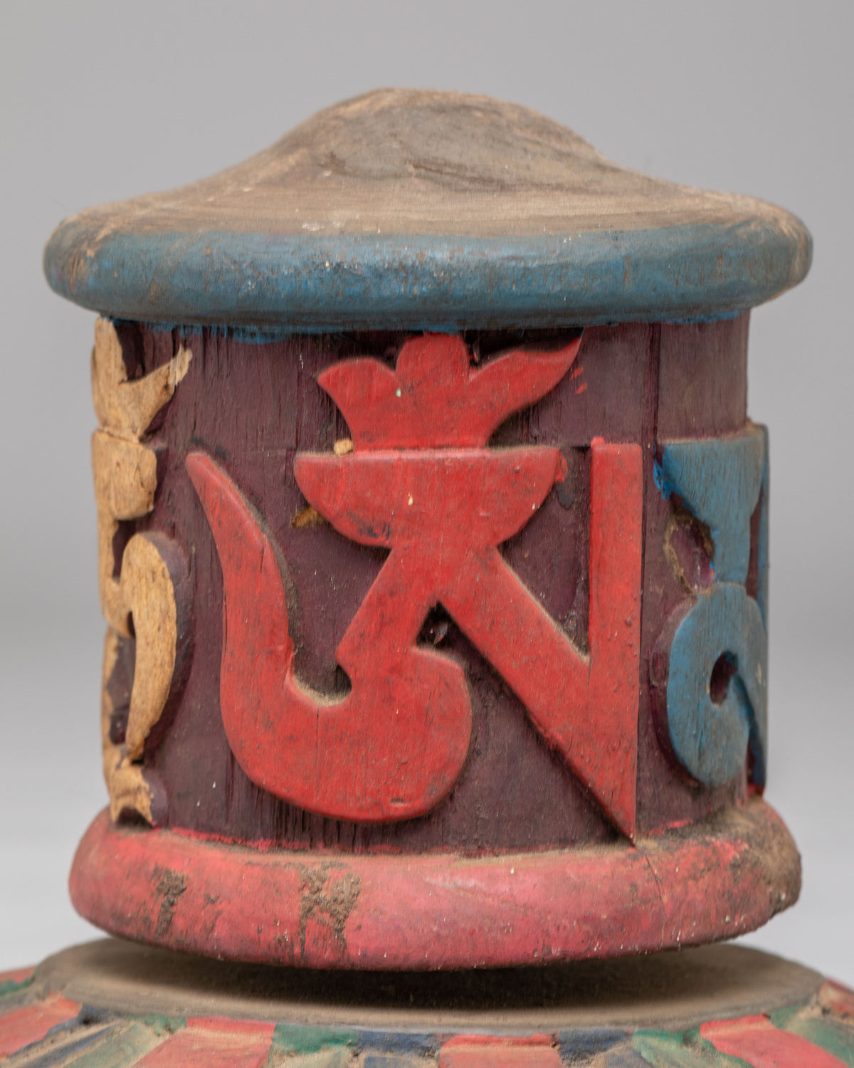 Vajrayana Prayer Wheel for Meditation | Handcrafted Wooden Mantra Wheel