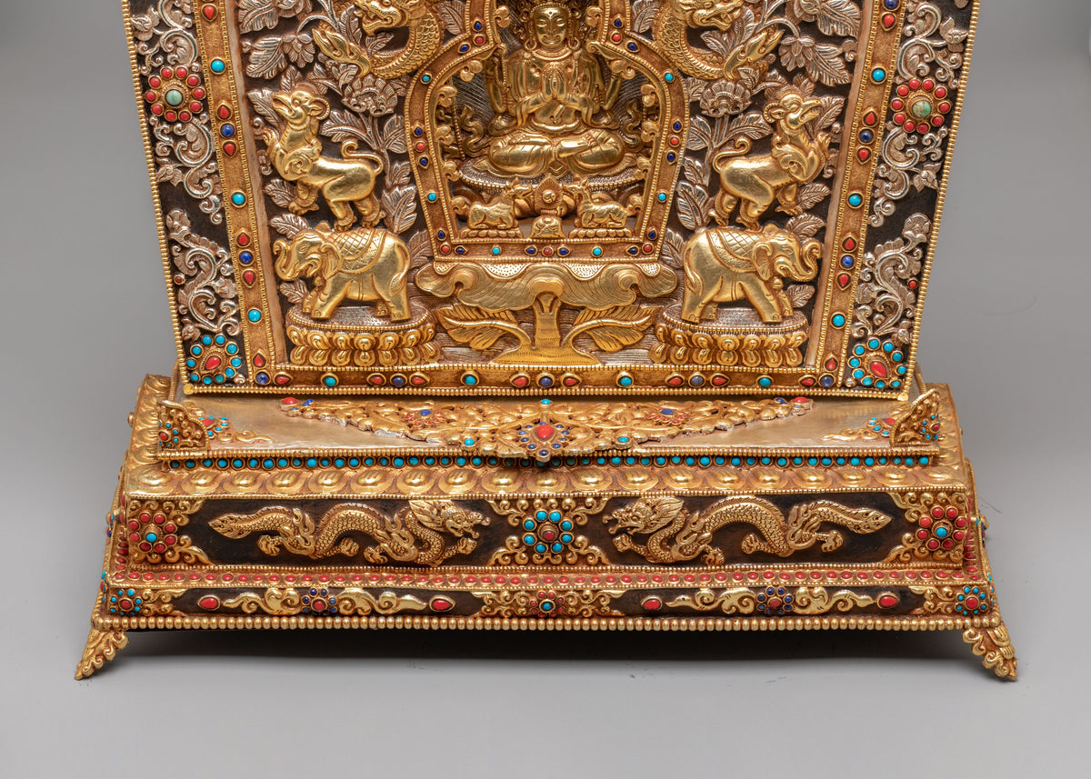 Handcrafted Tibetan Chenrezig Ghau Box | Spiritual Meditation Tool