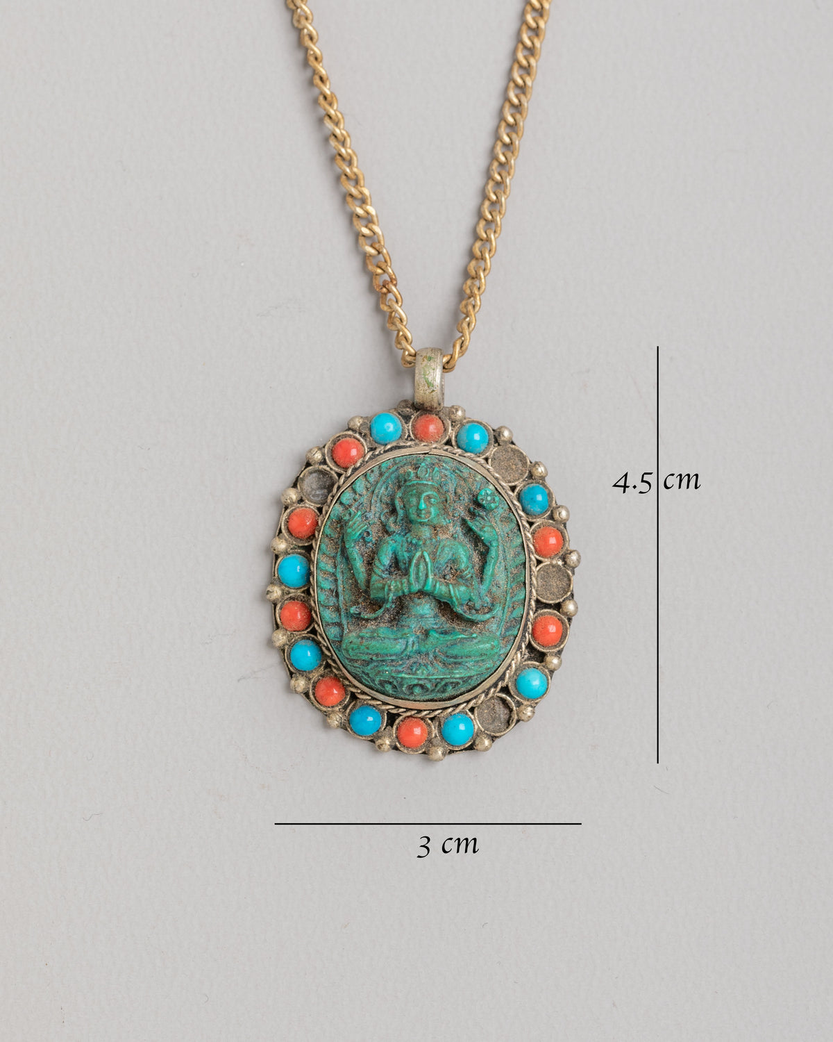 Avalokiteshvara Buddhist Pendant | White Metal Artwork