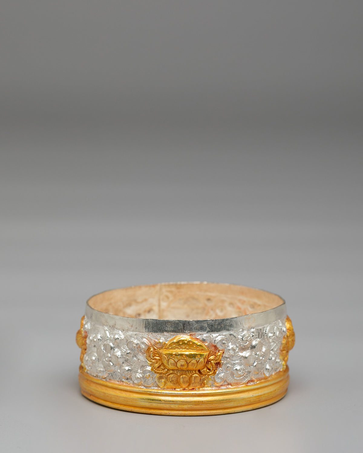 Traditional Altar Dhupur Rice Pot | Gold and Silver Plated Offering Vessel