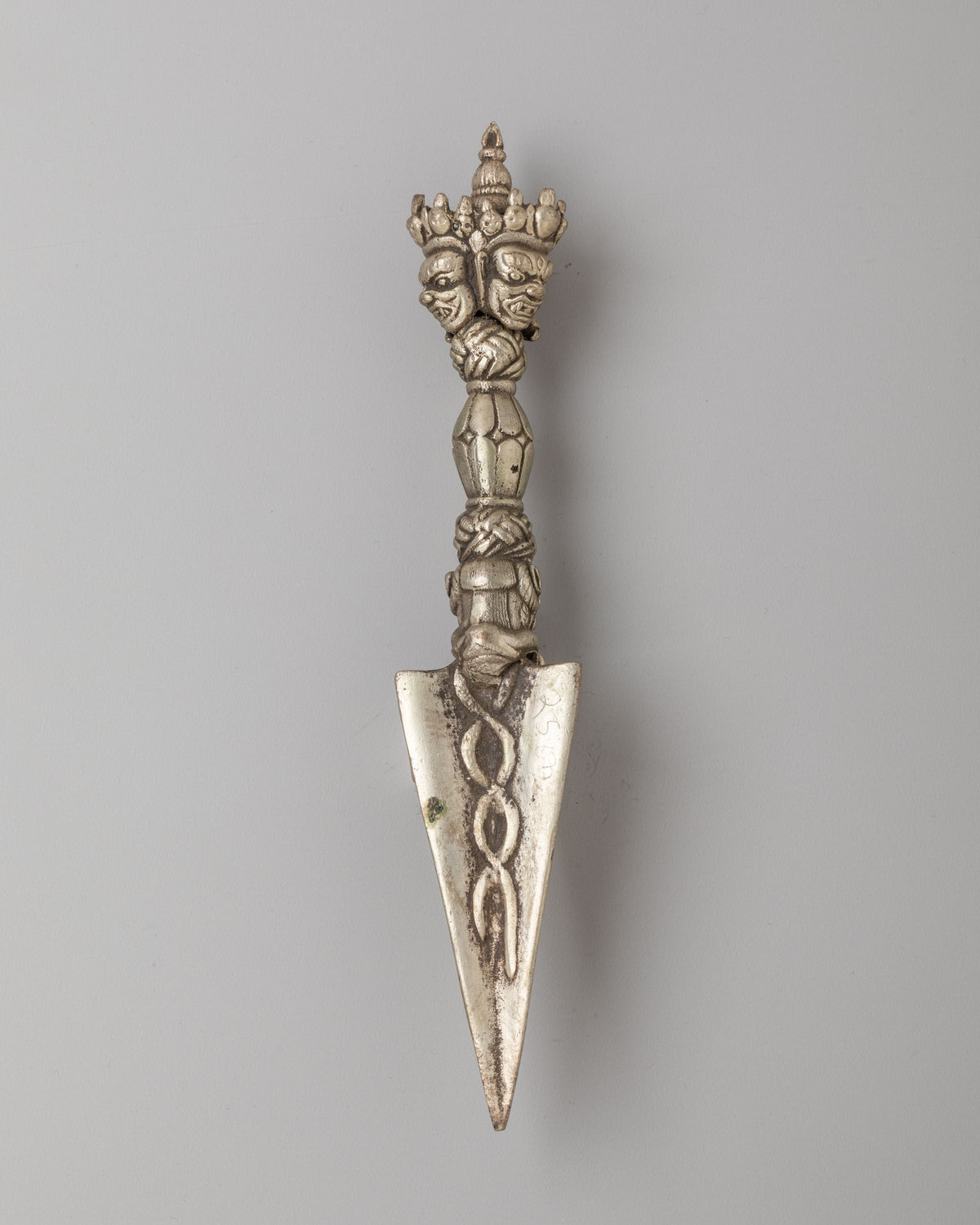 Traditional Tibetan Phurba for Altar | Silver Plated Ritual Dagger