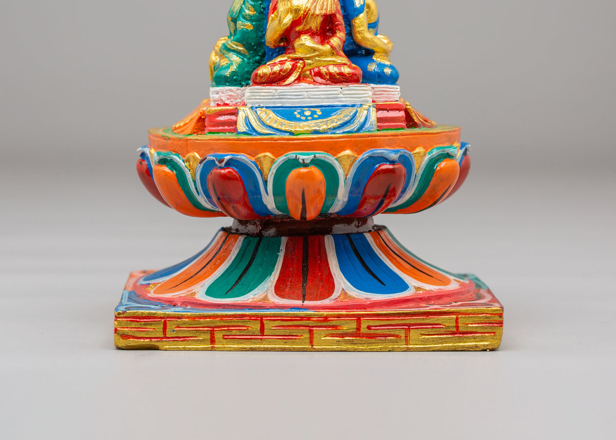Stupa with Five Dhyani Buddhas | Handcrafted Sacred Shrine