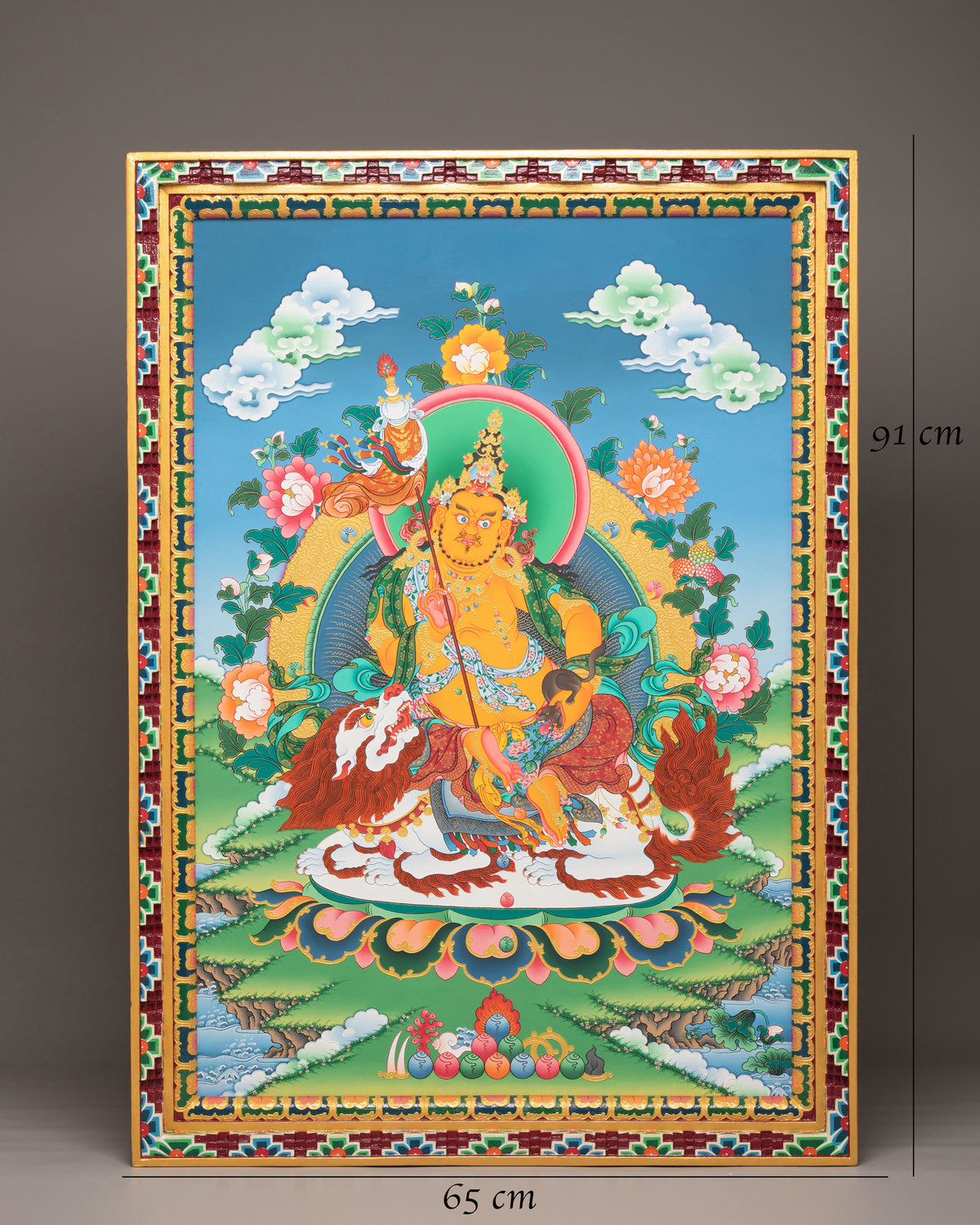Spiritual Namtoshe Wall Hanging | Handpainted Tibetan Buddhist Wealth Deity Art