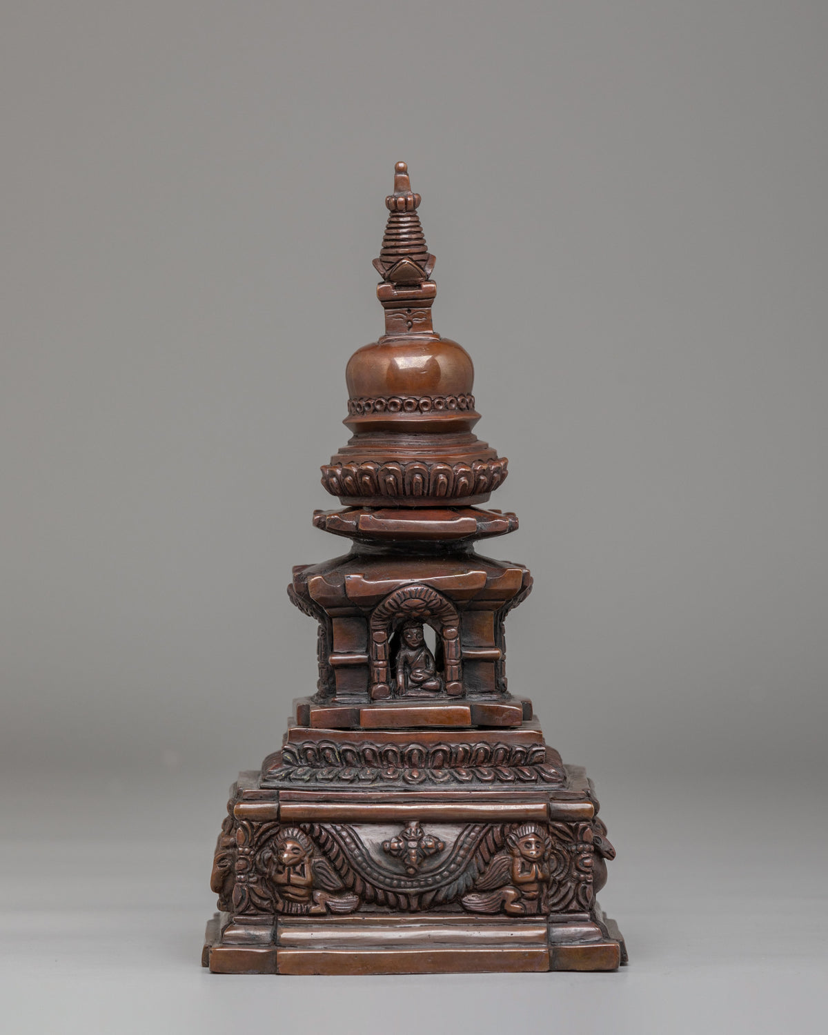 Meditation Shrine Stupa | Oxidized Copper Buddhist Sacred Art