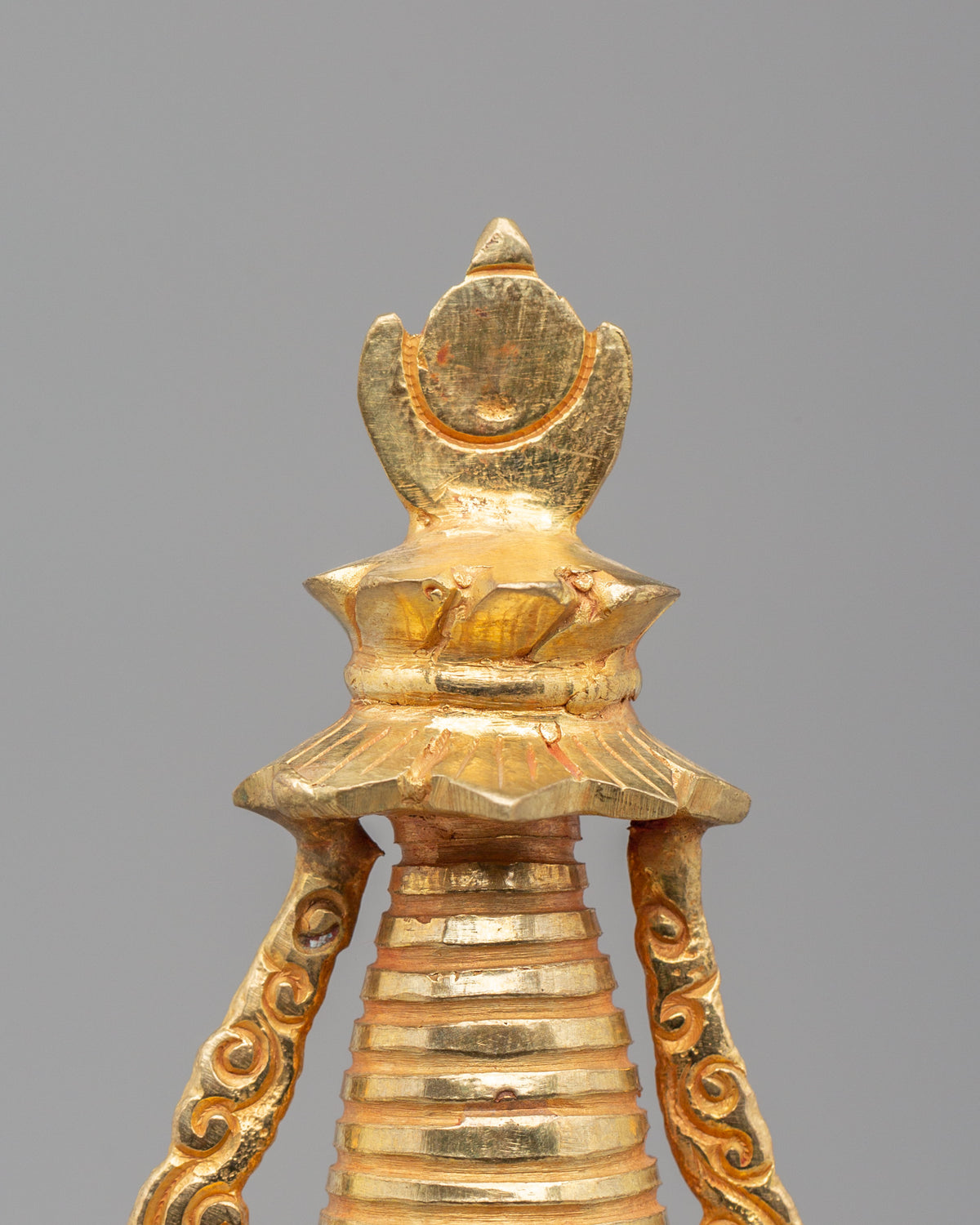 Tibetan Shrine Enlightenment Stupa | 24K Half Gold Plated Copper