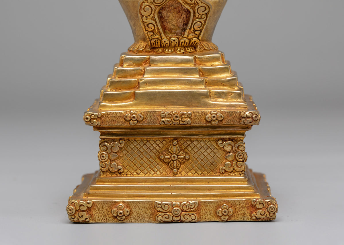 Handcrafted Meditation Kadampa Stupa  | Sacred Buddhist Shrine Decor