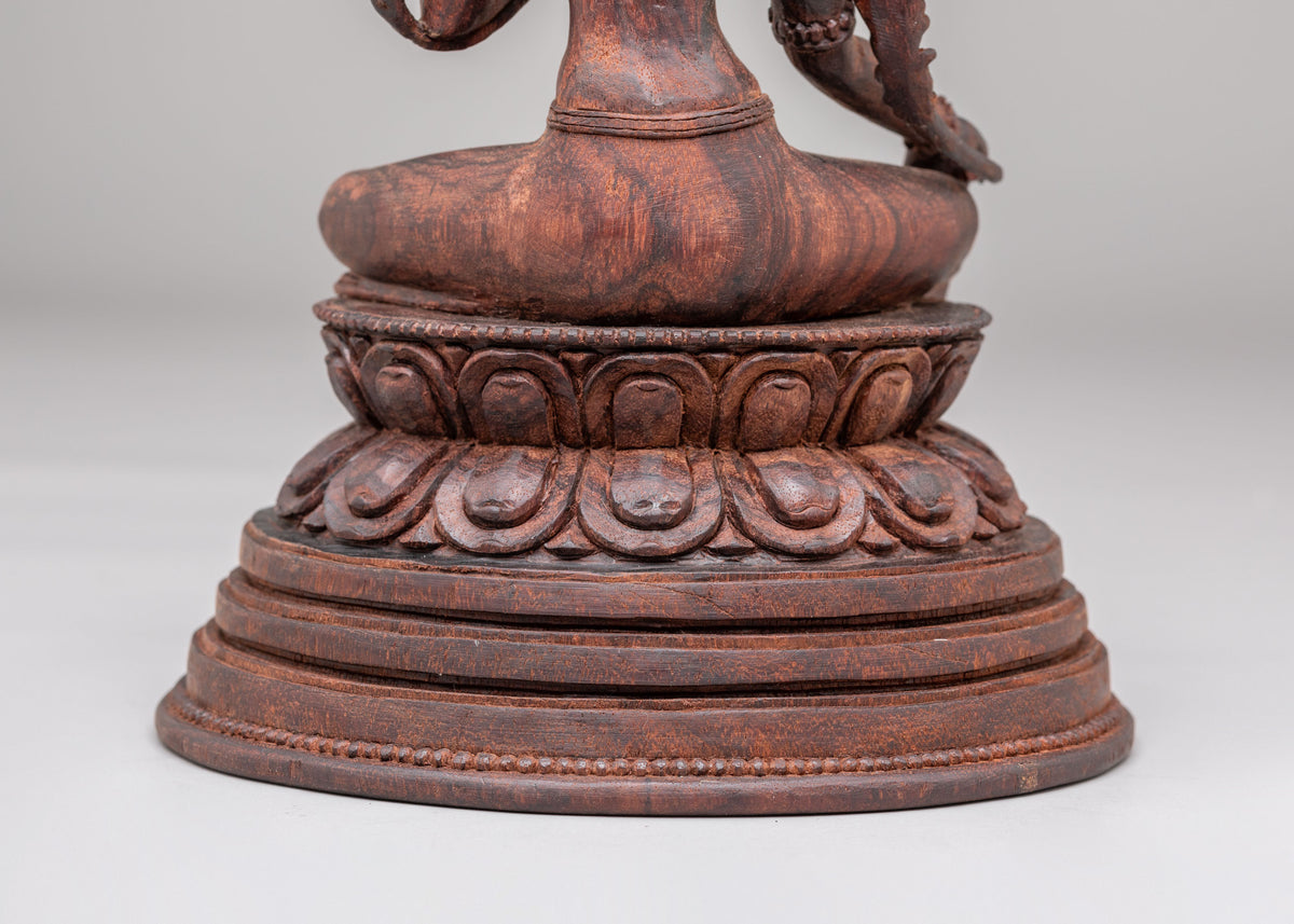 Handcarved Green Tara Altar Statue | Buddhist Goddess of Compassion
