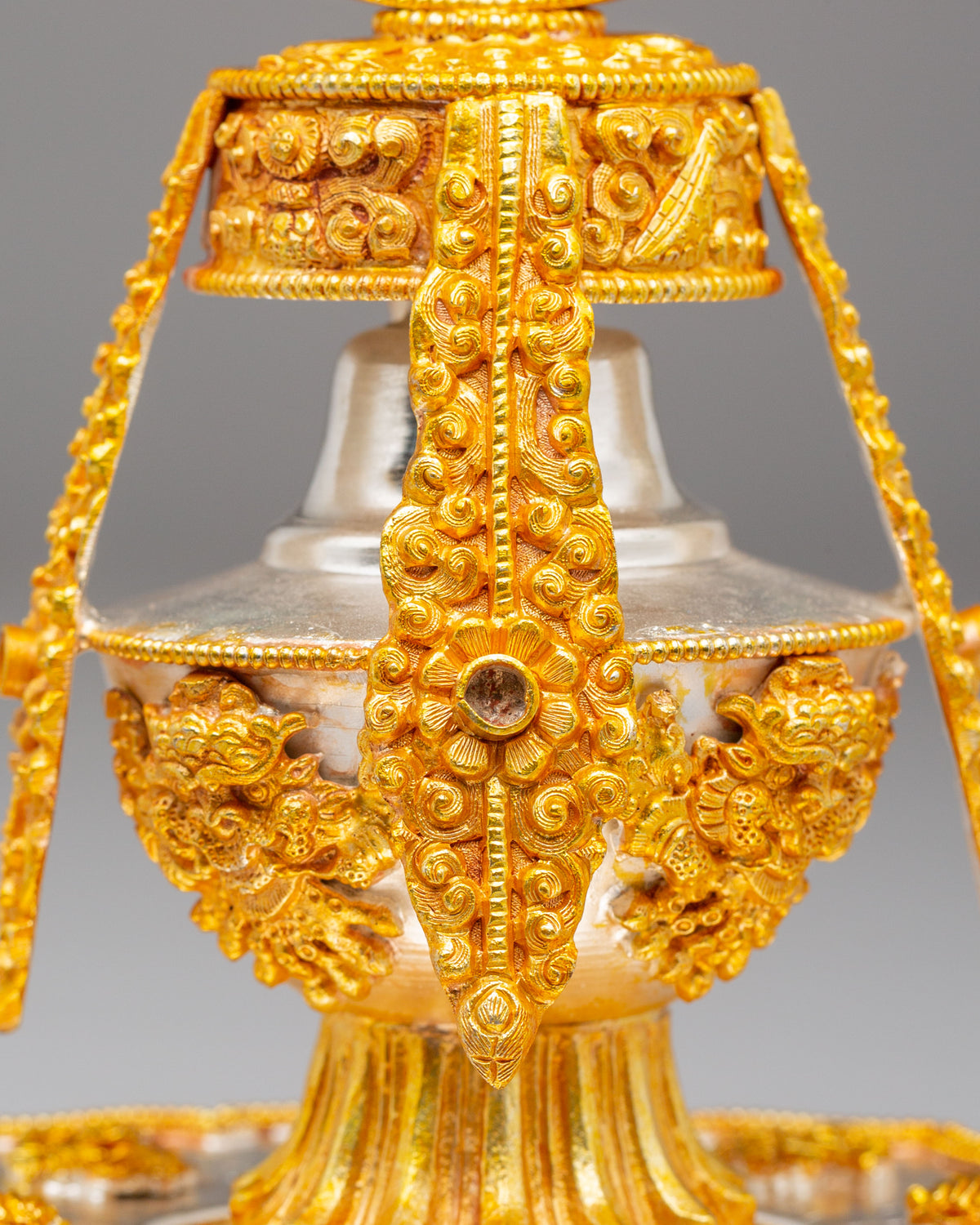 Buddhist Shrine Long Life Vase | Electro Gold Plated Copper Ritual Vessel