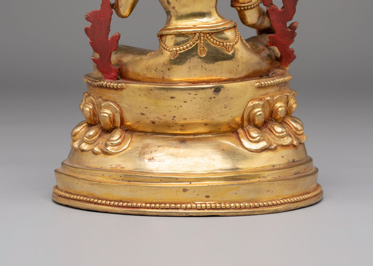 Tibetan Green Tara Shrine Statue | Buddhist Sculpture for Altar Decor
