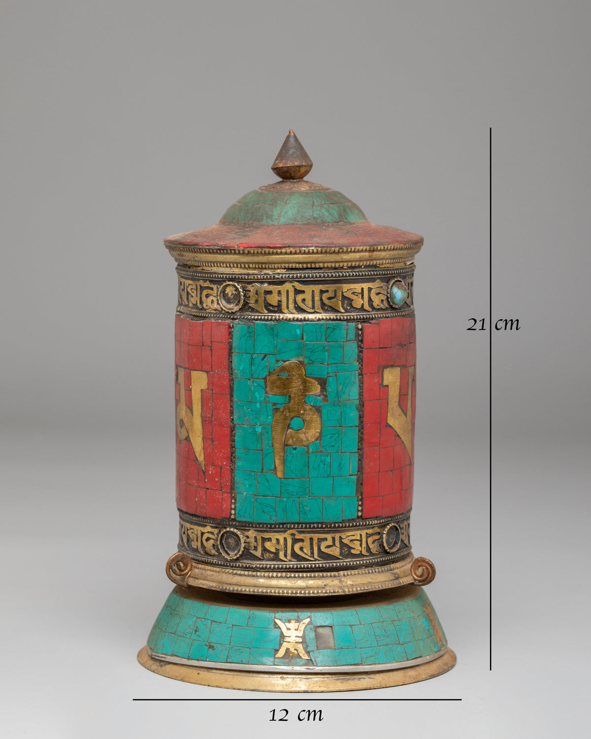 Handcrafted Prayer Wheel Artwork | Copper Buddhist Ritual Object