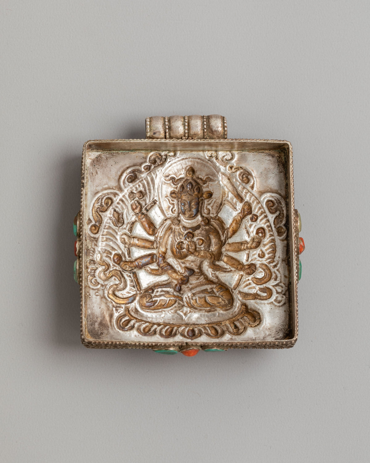 Vajrasattva Tibetan Ghau Box Locket | Handcarved Silver Buddhist Amulet