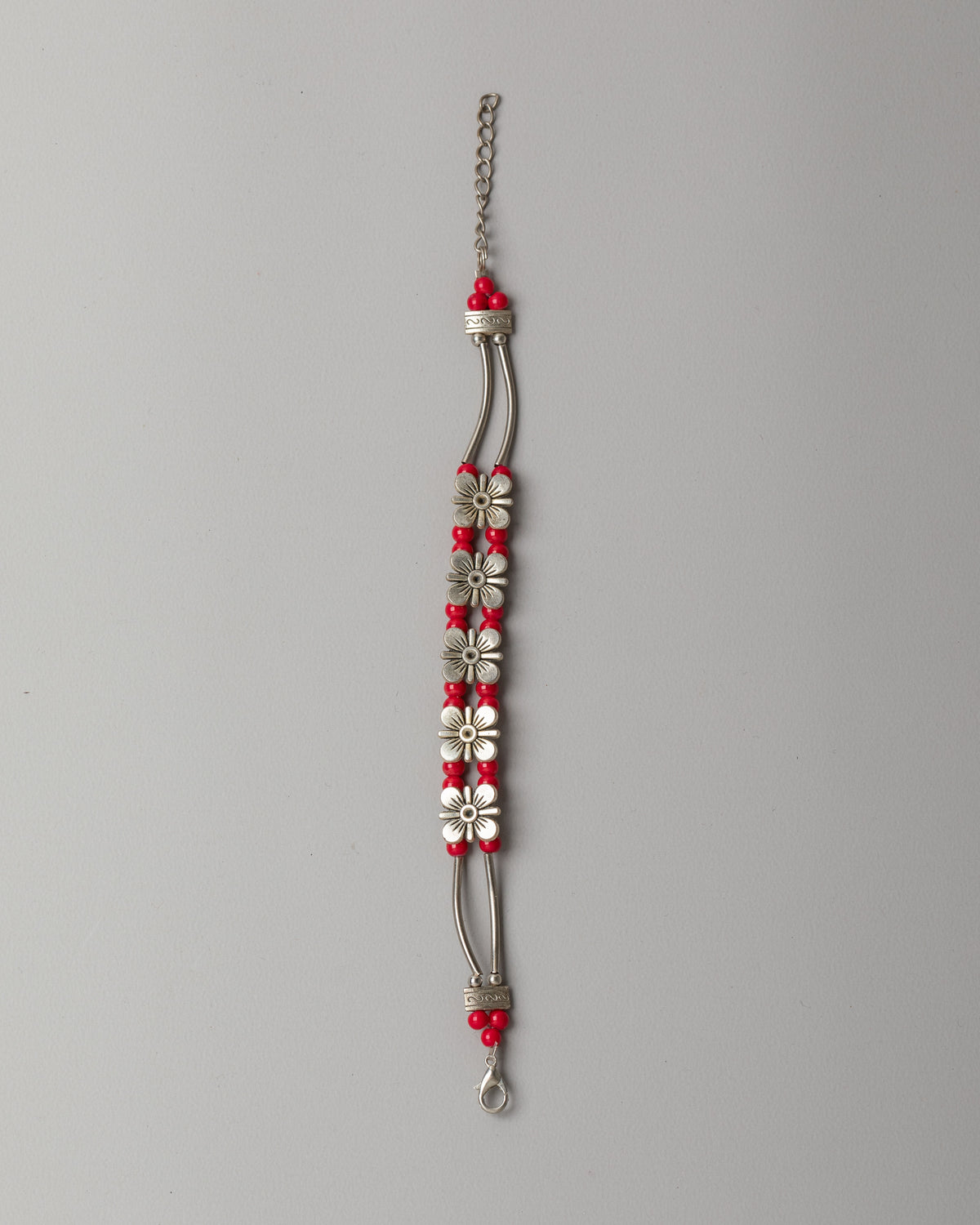 Himalayan Traditional Bracelet | Coral White Metal