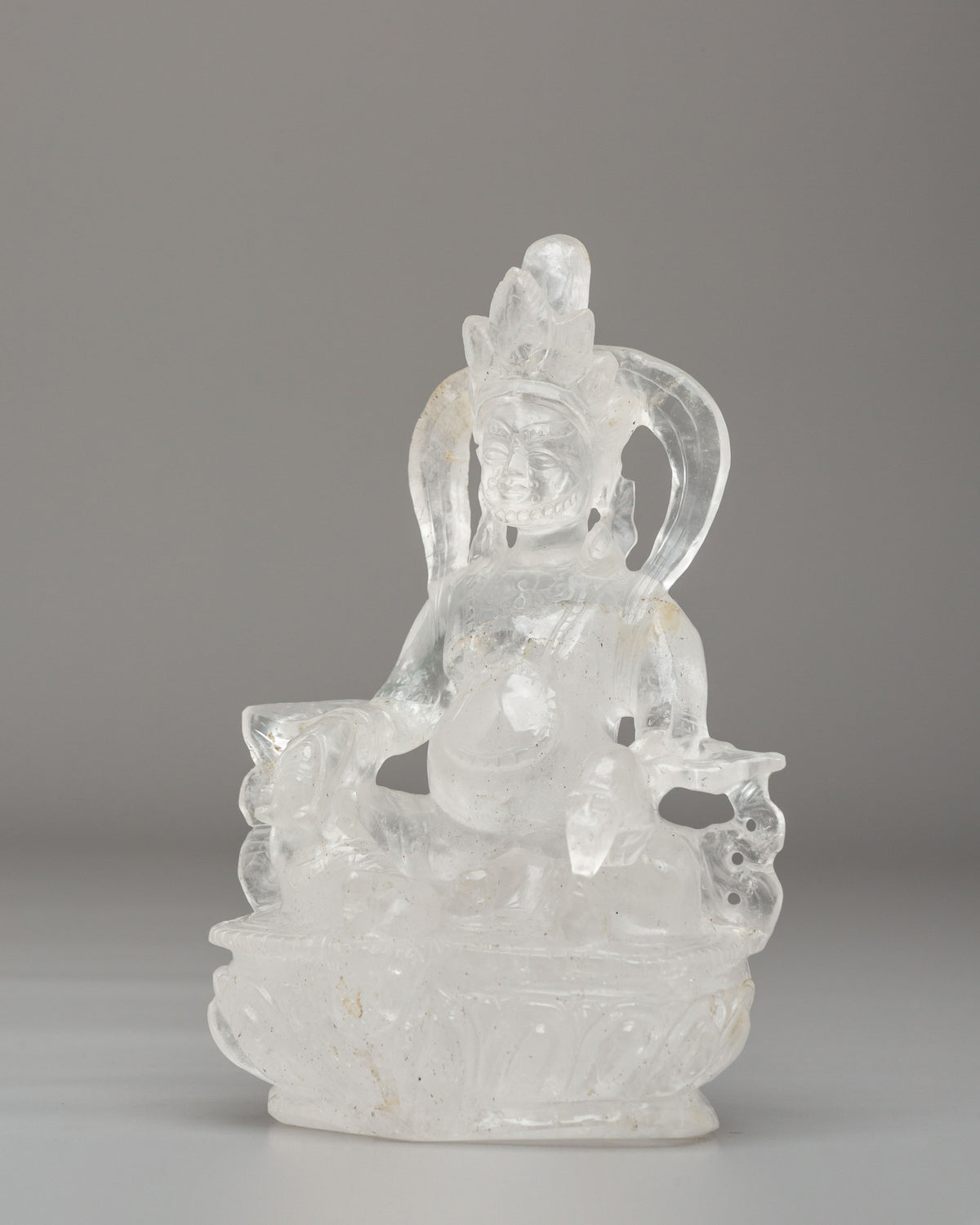 Himalayan Crystal Dzambhala Sculpture | Buddhist Wealth Deity Artwork