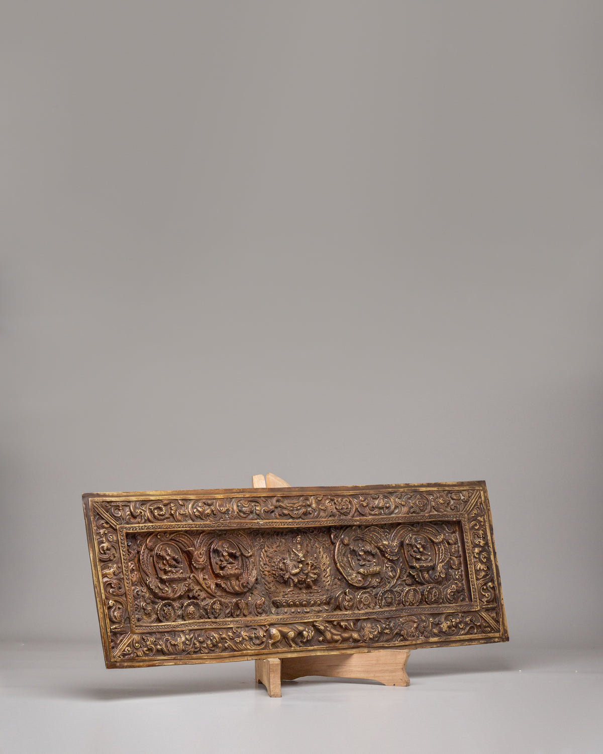 Handcrafted Deity Display with Stand | Sacred Himalayan Artwork
