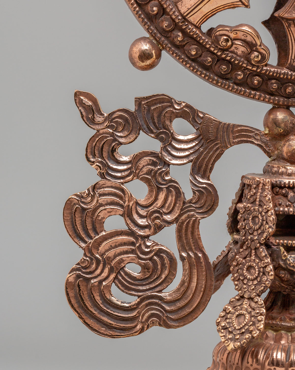 Buddhist Shrine Dharma Wheel | Handcrafted Copper Dharma Chakra Sculpture