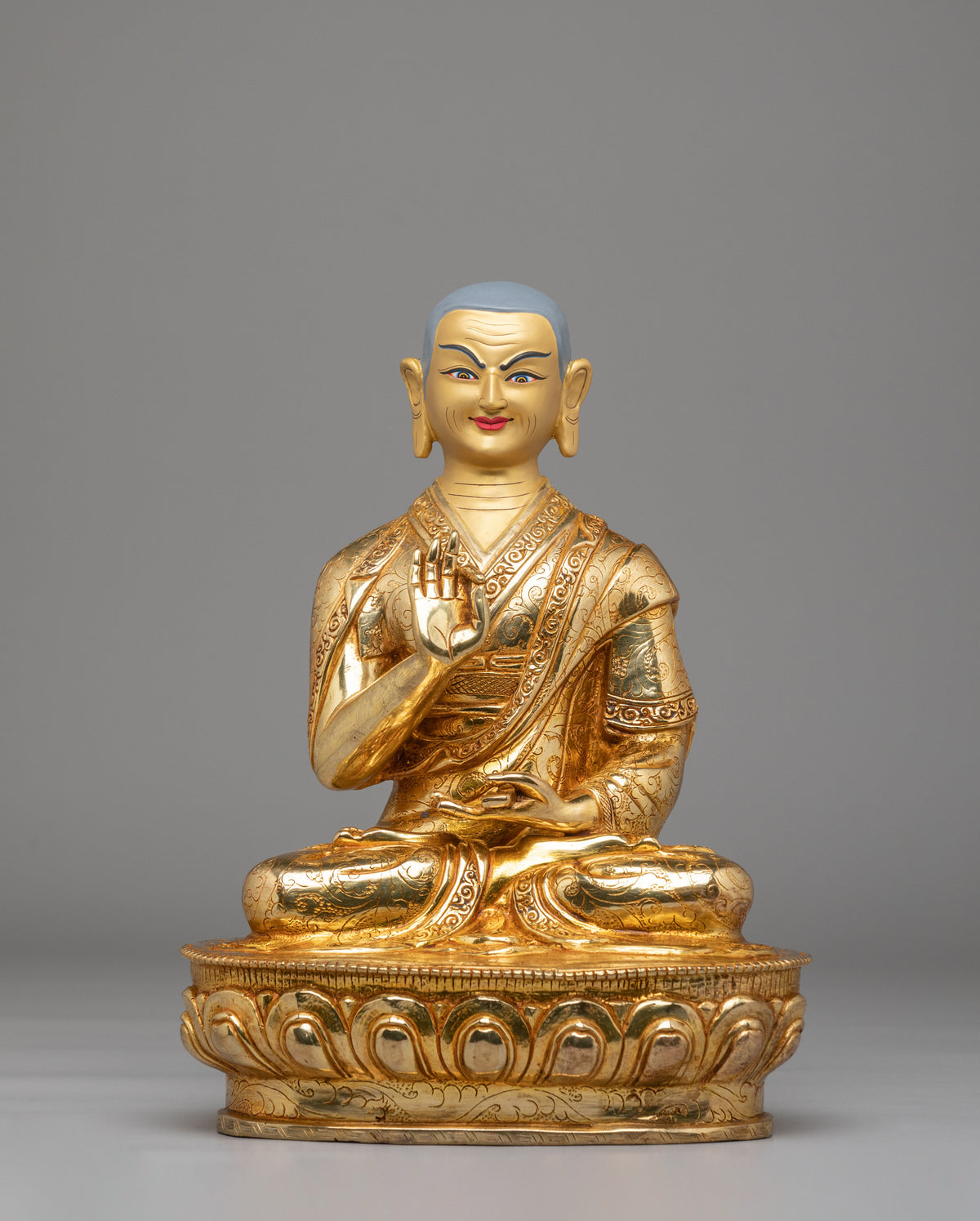Tibetan Buddhist Tsongkhapa Statue Set | Gelug Lineage Masters