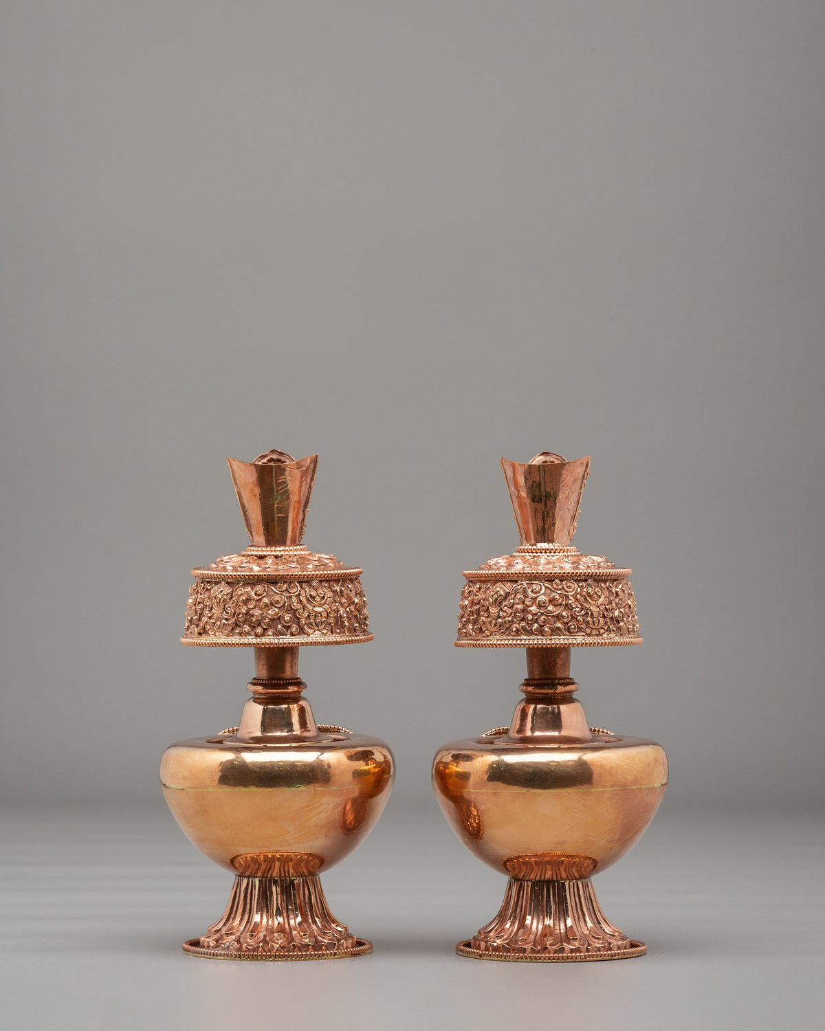 Buddhist Shrine Bhumba Set | Handcrafted Copper Ritual Vessels