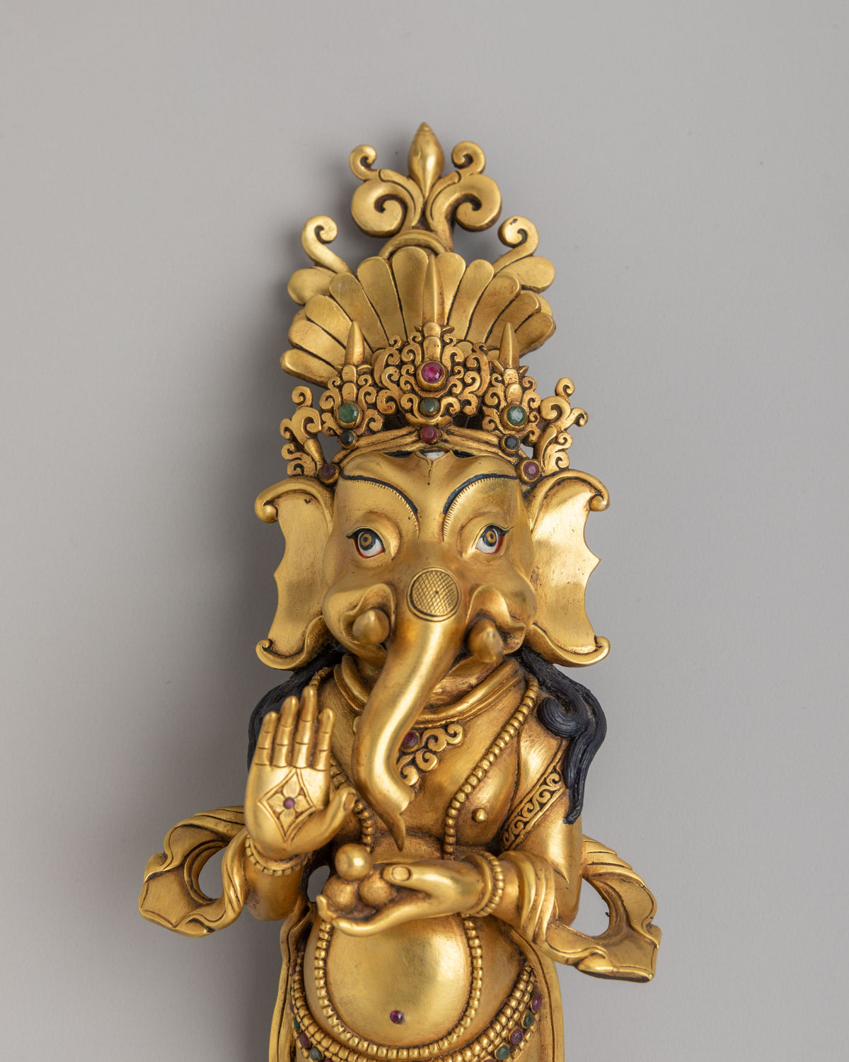 Traditional Hindu Ganesha Wall Decor | Fire Gilded Copper Artwork