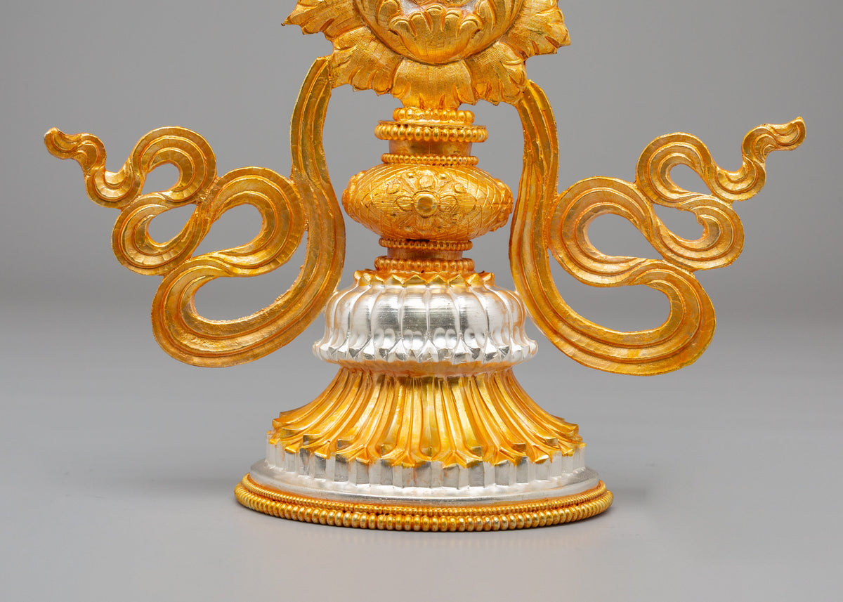 Buddhist Dharma Wheel for Altar | Gold and Silver Plated Sacred Artwork
